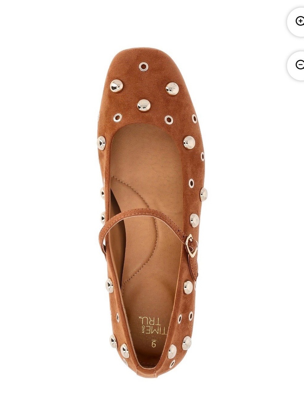 Time and Tru Women's Studded Mary Jane Flats shoes Brown Gold Size 7.5 NWT